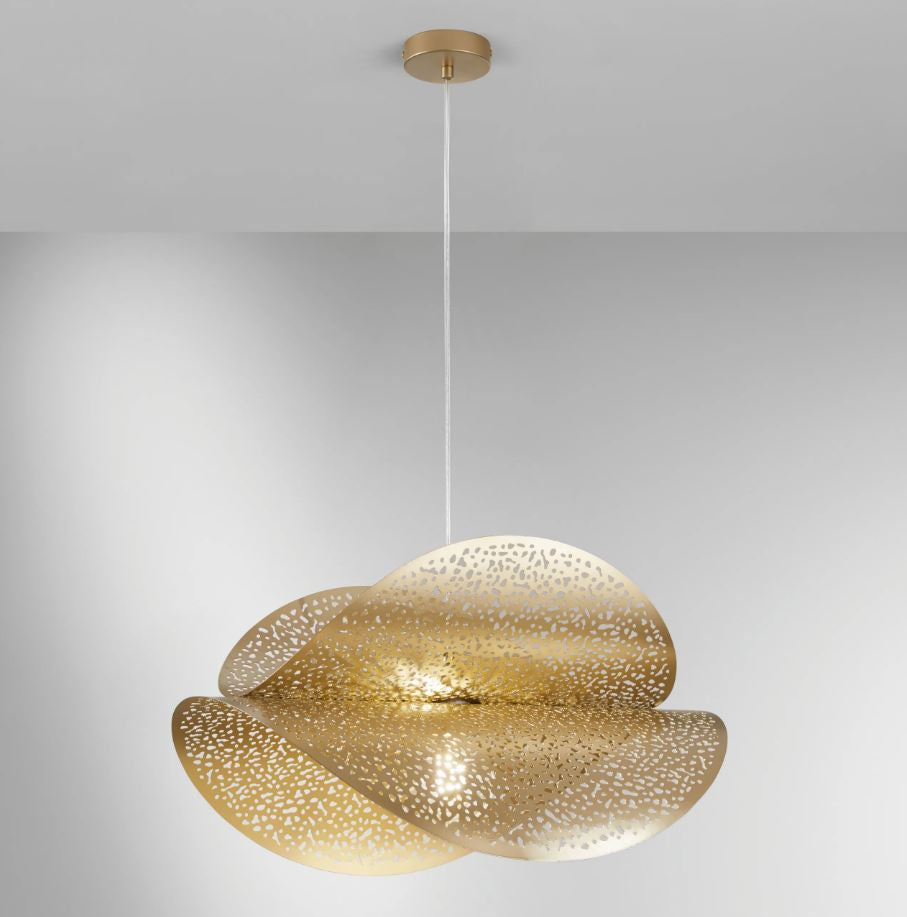 Sospensione doppia vela in metallo forato nero e oro-bianco-oro 1XE27 non incl. RHEI Sospensione doppia vela in metallo forato nero e oro-bianco-oro 1XE27 non incl. RHEI